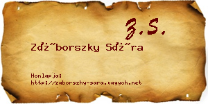 Záborszky Sára névjegykártya